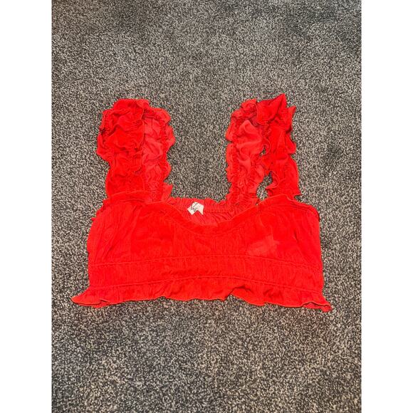 Intimately Free People Size S What Comes Next Ruffle Brami Bra all red - Picture 1 of 3